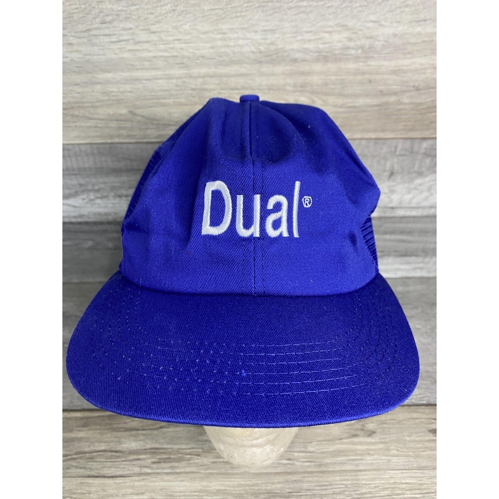 Vintage Dual K-Products Hat Cap Snap Back One Size Blue‎ Mesh Trucker Mens 80s